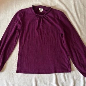J. Crew Rich Purple Long Sleeve Peasant Top